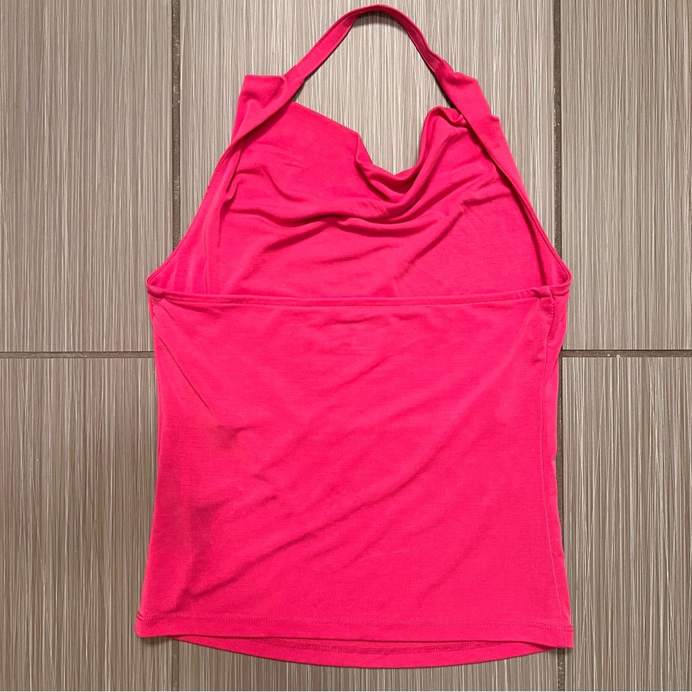 Anthropologie Cowl Neck Halter Top Hot Pink Sleeveless Stretch Tank Womens XS - Picture 8 of 11
